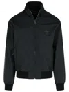Dolce & Gabbana Zip-up Bomber Jacket With Logo Patch In Black
