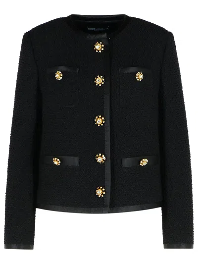 DOLCE & GABBANA DOLCE & GABBANA BLACK WOOL BLEND JACKET WOMEN
