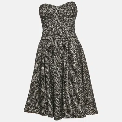 Pre-owned Dolce & Gabbana Black Wool Blend Pleated Mini Skirt And Corset Set S