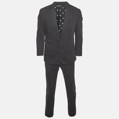 Pre-owned Dolce & Gabbana Black Wool Blend Regular Fit Suit S