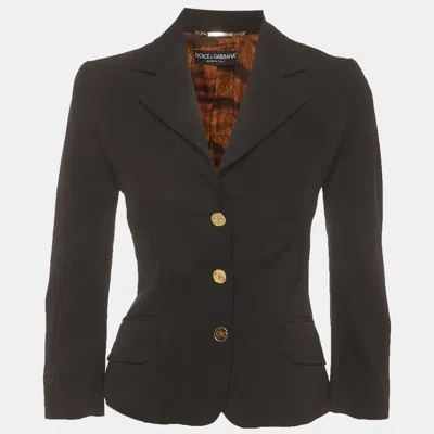 Pre-owned Dolce & Gabbana Black Wool Blend Single Breasted Blazer S