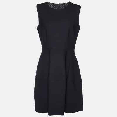Pre-owned Dolce & Gabbana Black Wool Blend Sleeveless Dress M
