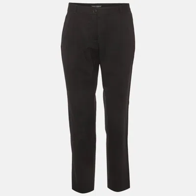 Pre-owned Dolce & Gabbana Black Wool Blend Straight Fit Trousers S