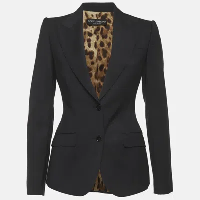 Pre-owned Dolce & Gabbana Black Wool Blend Turlington Blazer S