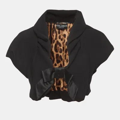 Pre-owned Dolce & Gabbana Black Wool Bow Detail Bolero Jacket M