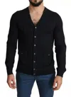Dolce & Gabbana Black Wool Button Down Men Cardigan Sweater In Black