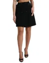 Dolce & Gabbana Black Wool Button High Waist Aline Mini Skirt In Black