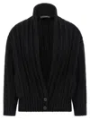 Dolce & Gabbana Black Cardigan With Wide Neckline On The Front In Virgin Wool Woman In Black