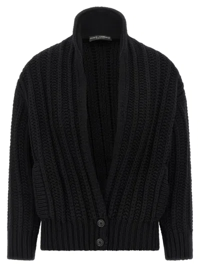 DOLCE & GABBANA BLACK WOOL CARDIGAN