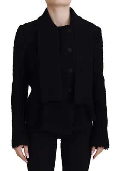 Pre-owned Dolce & Gabbana Elegant Double Breasted Wool-silk Jacket In Black