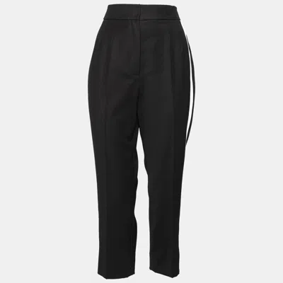 Pre-owned Dolce & Gabbana Black Wool Contrast Trimmed Pants M