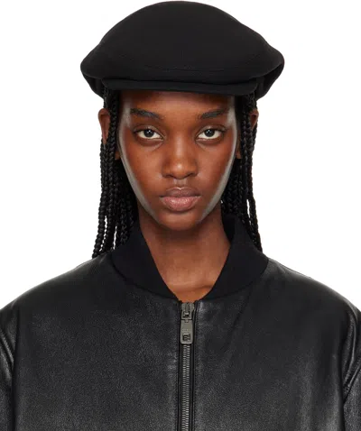 Dolce & Gabbana Black Wool Crepe Flat Cap In N0000 Nero