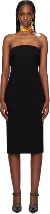 Dolce & Gabbana Woolen Fabric Pinstripe Midi Dress In N0000 Nero
