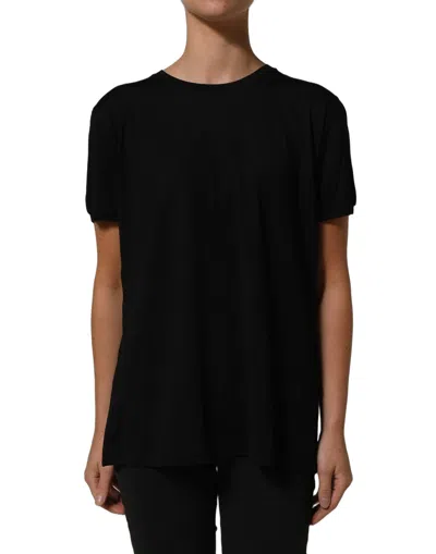 Pre-owned Dolce & Gabbana Black Wool Crew Neck Short Sleeves Women's T-shirt ()