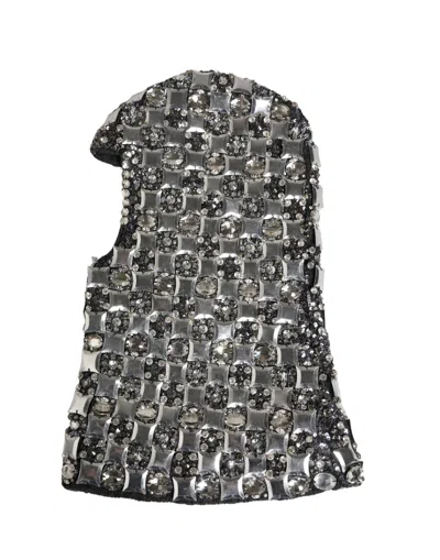 Pre-owned Dolce & Gabbana Black Wool Crystal Embellished Balaclava Women's Hat ()