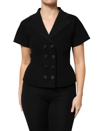 Dolce & Gabbana Double-breasted Virgin Wool Blazer In Black