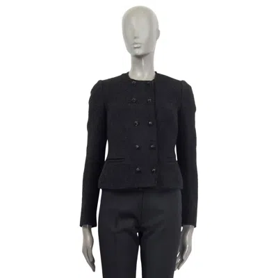 Pre-owned Dolce & Gabbana Black Wool Double Breasted Tweed Jacket 38 Xs
