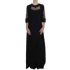 Dolce & Gabbana Black Ricamo Wool Stretch Maxi Dress In Black