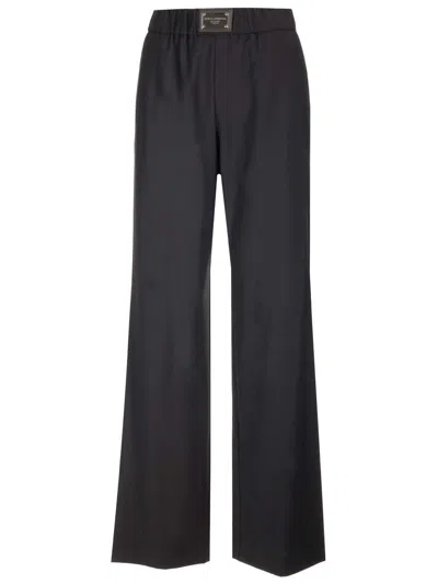 Dolce & Gabbana Black Wool Flared Trousers Black