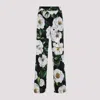 Dolce & Gabbana Gardenia Print Stretch Silk Charmeuse Pajama Pants In Black