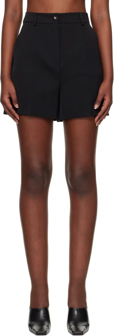 DOLCE & GABBANA BLACK WOOL GABARDINE SHORTS