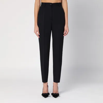 Dolce & Gabbana Black Wool Gabardine Tuxedo Trousers