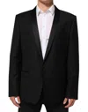 Dolce & Gabbana Black Wool Gold 1 Button Men Suit Blazer In Black