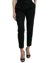 DOLCE & GABBANA BLACK WOOL HIGH WAIST CROPPED TAPERED PANTS