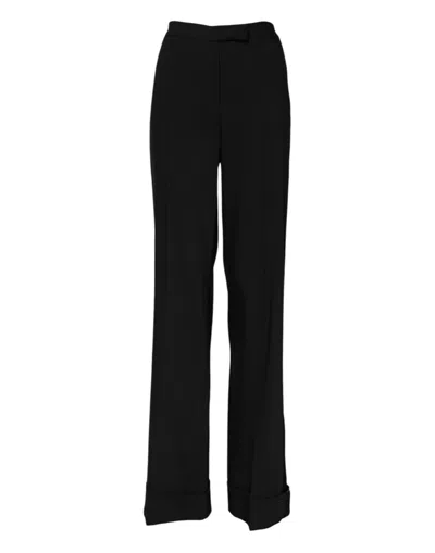 DOLCE & GABBANA BLACK WOOL HIGH WAIST FLARED PANTS