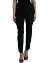 Dolce & Gabbana Black Wool High Waist Tapered Pants In Black