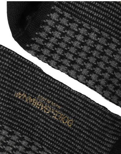 Dolce & Gabbana Black Wool Houndstooth Over Calf Accessory Socks
