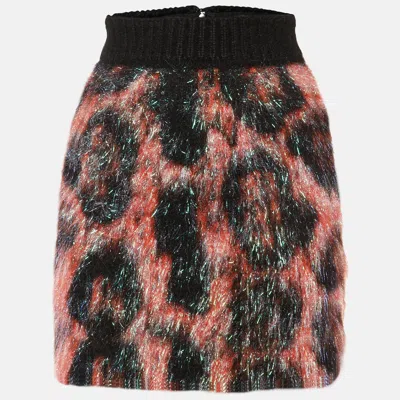 Pre-owned Dolce & Gabbana Black Wool Iridescent Fringed Mini Skirt Xs