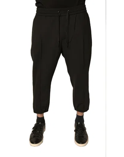 Dolce & Gabbana Black Wool Jogger Jogging Men's Pants