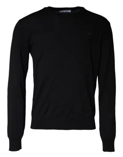 Dolce & Gabbana Black Wool Knit Crew Neck Pullover Jumper