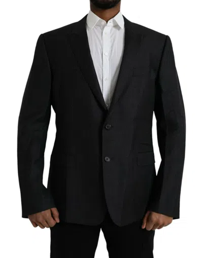 Dolce & Gabbana Black Wool Martini Single Breasted Coat Blazer