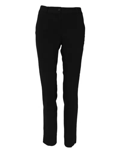 Dolce & Gabbana Black Wool Mid Waisted Tapered Dress Women's Pants