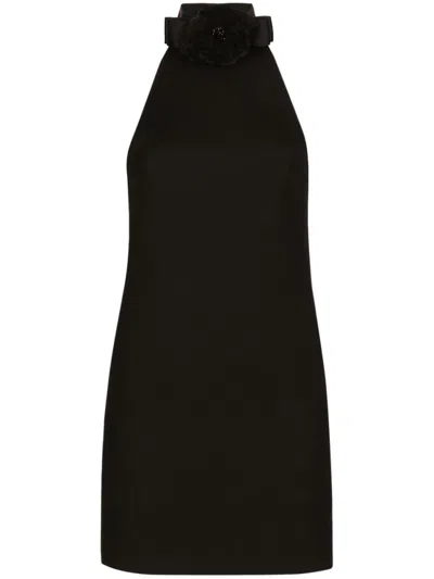 DOLCE & GABBANA BLACK WOOL MINI DRESS