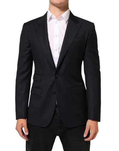 Dolce & Gabbana Black Wool Napoli 2 Button Men Suit Blazer In Multi