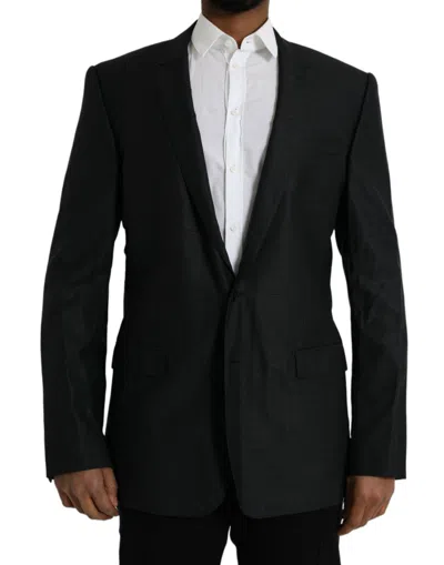 Dolce & Gabbana Black Wool Notch Singlebreasted Coat Blazer