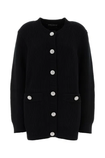 Dolce & Gabbana Black Wool Oversize Cardigan