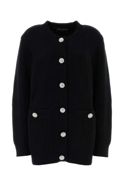 DOLCE & GABBANA DOLCE & GABBANA BLACK WOOL OVERSIZE CARDIGAN