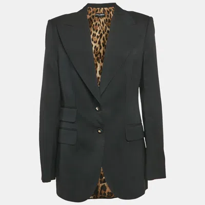 Pre-owned Dolce & Gabbana Black Wool Peak Lapel Collar Blazer L