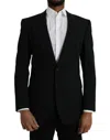 Dolce & Gabbana Black Wool Single Breasted Coat Men's Blazer In Black
