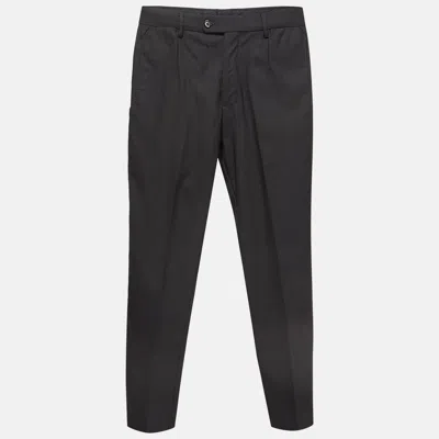 Pre-owned Dolce & Gabbana Black Wool Regular Trousers Xs