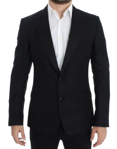 Dolce & Gabbana Black Wool Silk Sicilia Blazer