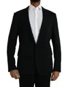 Dolce & Gabbana Black Wool Single Breasted Coat Men's Blazer In Black