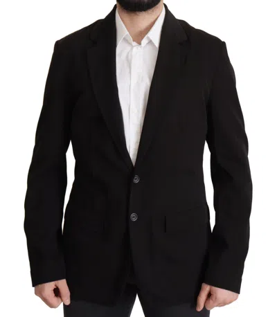 Dolce & Gabbana Black Wool Single Breasted Coat Men's Blazer