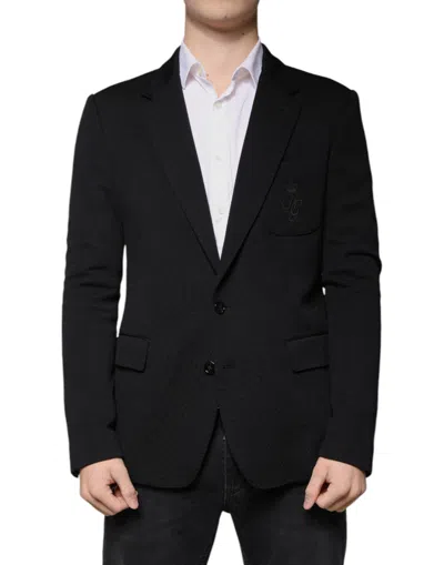 DOLCE & GABBANA DOLCE & GABBANA BLACK WOOL SINGLE BREASTED FORMAL MEN'S BLAZER