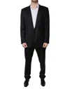 Dolce & Gabbana Martini Stretch Wool Slim Fit Suit With Flap Pockets In Black