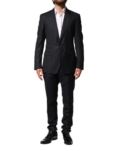 Dolce & Gabbana Black Wool Single Breasted Men 2 Piece Men's Suit